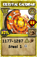 Wizard101 Myth spell card: Celestial Calendar, Spell ID 14675