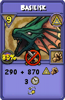 Wizard101 Myth spell card: Basilisk, Spell ID 14687