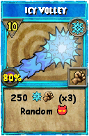 Wizard101 Ice spell card: Icy Volley, Spell ID 14717