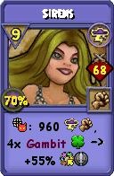Wizard101 Storm spell card: Sirens, Spell ID 14725