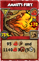 Wizard101 Fire spell card: Ammut's Fury, Spell ID 14729