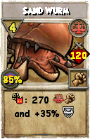 Wizard101 Balance spell card: Sand Wurm, Spell ID 14732