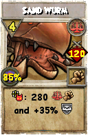 Wizard101 Balance spell card: Sand Wurm, Spell ID 14733