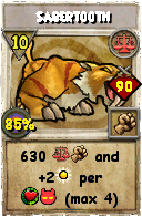 Wizard101 Balance spell card: Sabertooth, Spell ID 14738