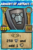 Wizard101 Ice spell card: Armory of Artemis II, Spell ID 14743