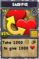Wizard101 Shadow spell card: Sacrifice, Spell ID 14747