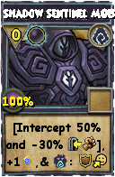 Wizard101 Shadow spell card: Shadow Sentinel MOB, Spell ID 14775