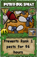 Wizard101 Gardening spell card: Putrid Bug Spray, Spell ID 14806