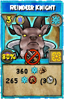 Wizard101 Ice spell card: Reindeer Knight, Spell ID 14816