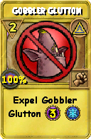 Wizard101 Myth spell card: Gobbler Glutton, Spell ID 14849