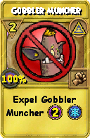 Wizard101 Myth spell card: Gobbler Muncher, Spell ID 14855