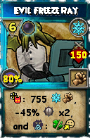 Wizard101 Ice spell card: Evil Freeze Ray, Spell ID 14864