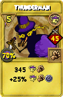 Wizard101 Storm spell card: Thunderman, Spell ID 14879