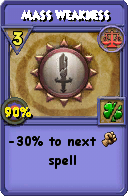 Wizard101 Balance spell card: Mass Weakness, Spell ID 14881