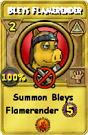 Wizard101 Myth spell card: Bleys Flamerender, Spell ID 14899