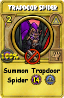 Wizard101 Myth spell card: Trapdoor Spider, Spell ID 14947