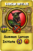 Wizard101 Myth spell card: Lorcan Initiate, Spell ID 14948
