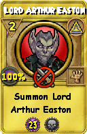 Wizard101 Myth spell card: Lord Arthur Easton, Spell ID 14952