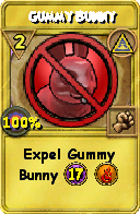 Wizard101 Myth spell card: Gummy Bunny, Spell ID 14975