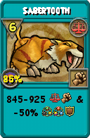 Wizard101 Balance spell card: Sabertooth, Spell ID 14997