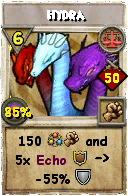 Wizard101 Balance spell card: Hydra, Spell ID 14999