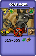 Wizard101 Life spell card: Goat Monk, Spell ID 14081