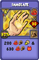 Wizard101 Fire spell card: Immolate, Spell ID 14220