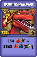 Wizard101 Fire spell card: Burning Rampage, Spell ID 14021