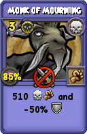 Wizard101 Death spell card: Monk of Mourning, Spell ID 14423