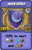 Wizard101 Moon spell card: Moon Shield, Spell ID 14231