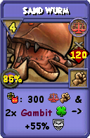 Wizard101 Balance spell card: Sand Wurm, Spell ID 14115