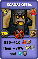 Wizard101 Fire spell card: Glacial Golem, Spell ID 14527