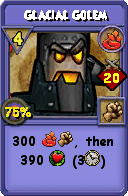 Wizard101 Fire spell card: Glacial Golem, Spell ID 14528
