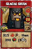 Wizard101 Fire spell card: Glacial Golem, Spell ID 14517