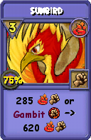 Wizard101 Fire spell card: Sunbird, Spell ID 14329