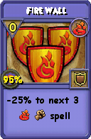 Wizard101 Fire spell card: Fire Wall, Spell ID 14074