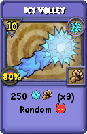Wizard101 Ice spell card: Icy Volley, Spell ID 14736