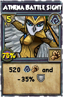 Wizard101 Shadow spell card: Athena Battle Sight, Spell ID 15004
