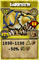 Wizard101 Myth spell card: Sabertooth, Spell ID 15035