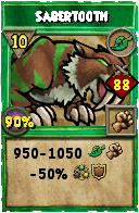 Wizard101 Life spell card: Sabertooth, Spell ID 15050