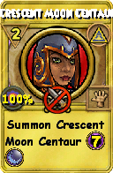 Wizard101 Myth spell card: Crescent Moon Centaur, Spell ID 15051