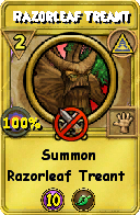 Wizard101 Myth spell card: Razorleaf Treant, Spell ID 15073