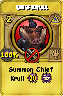 Wizard101 Myth spell card: Chief Krull, Spell ID 15083
