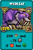 Wizard101 Storm spell card: Wilde Cat, Spell ID 15133