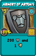 Wizard101 Ice spell card: Armory of Artemis, Spell ID 15136