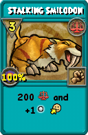 Wizard101 Balance spell card: Stalking Smilodon, Spell ID 15158