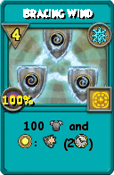 Wizard101 Ice spell card: Bracing Wind, Spell ID 15168