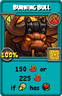 Wizard101 Fire spell card: Burning Bull, Spell ID 15177