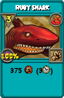 Wizard101 Fire spell card: Ruby Shark, Spell ID 15186