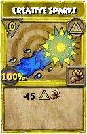 Wizard101 Myth spell card: Creative Spark!, Spell ID 15192